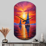 Sailboat Sunset Sails - Asymmetric Metal Wall Clock