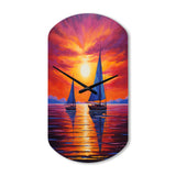 Sailboat Sunset Sails - Asymmetric Metal Wall Clock
