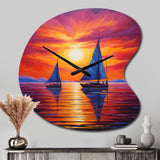 Sailboat Sunset Sails - Asymmetric Metal Wall Clock