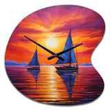 Sailboat Sunset Sails - Asymmetric Metal Wall Clock