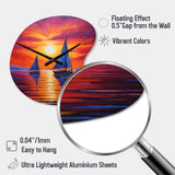 Sailboat Sunset Sails - Asymmetric Metal Wall Clock