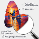 Sailboat Sunset Sails - Asymmetric Metal Wall Clock