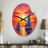 Sailboat Sunset Sails - Asymmetric Metal Wall Clock