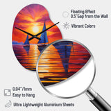 Sailboat Sunset Sails - Asymmetric Metal Wall Clock