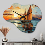 Sailboat Surreal Voyage - Asymmetric Metal Wall Clock