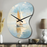 Sailboat Whispering Breezes I - Asymmetric Metal Wall Clock