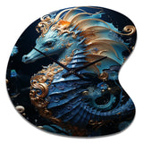 Sapphire Seahorse Delicate Drips II - Asymmetric Metal Wall Clock