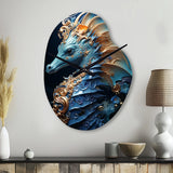 Sapphire Seahorse Delicate Drips II - Asymmetric Metal Wall Clock