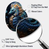 Sapphire Seahorse Delicate Drips II - Asymmetric Metal Wall Clock