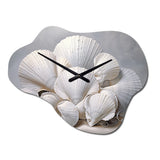 Monochromatic White Seashells - Asymmetric Metal Wall Clock
