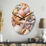 Seashell Realistic Treasures Realism - Asymmetric Metal Wall Clock