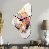 Watercolor White Seashells Collage I - Asymmetric Metal Wall Clock
