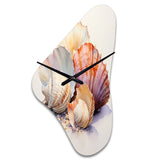 Watercolor White Seashells Collage I - Asymmetric Metal Wall Clock