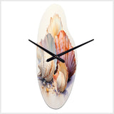 Watercolor White Seashells Collage I - Asymmetric Metal Wall Clock