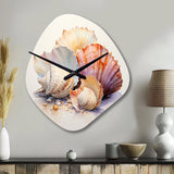 Watercolor White Seashells Collage I - Asymmetric Metal Wall Clock