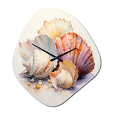 Watercolor White Seashells Collage I - Asymmetric Metal Wall Clock