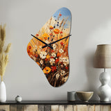 Orange Yellow Seasonal Flowers Seasonal Collage II - Asymmetric Metal Wall Clock