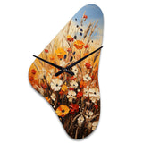 Orange Yellow Seasonal Flowers Seasonal Collage II - Asymmetric Metal Wall Clock