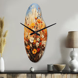 Orange Yellow Seasonal Flowers Seasonal Collage II - Asymmetric Metal Wall Clock