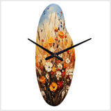 Orange Yellow Seasonal Flowers Seasonal Collage II - Asymmetric Metal Wall Clock
