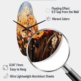 Orange Yellow Seasonal Flowers Seasonal Collage II - Asymmetric Metal Wall Clock