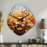 Orange Yellow Seasonal Flowers Seasonal Collage II - Asymmetric Metal Wall Clock
