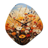 Orange Yellow Seasonal Flowers Seasonal Collage II - Asymmetric Metal Wall Clock