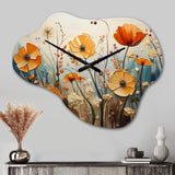 Orange Seasonal Flowers Seasonal Collage II - Asymmetric Metal Wall Clock