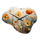 Orange Seasonal Flowers Seasonal Collage II - Asymmetric Metal Wall Clock