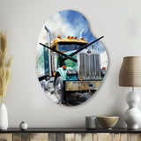 Heavy Duty Semi Truck I - Asymmetric Metal Wall Clock