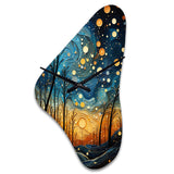 Sky Celestial Mosaic Landscape I - Asymmetric Metal Wall Clock