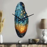 Sky Celestial Mosaic Landscape I - Asymmetric Metal Wall Clock