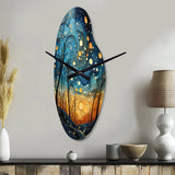 Sky Celestial Mosaic Landscape I - Asymmetric Metal Wall Clock