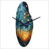 Sky Celestial Mosaic Landscape I - Asymmetric Metal Wall Clock