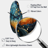 Sky Celestial Mosaic Landscape I - Asymmetric Metal Wall Clock