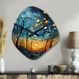 Sky Celestial Mosaic Landscape I - Asymmetric Metal Wall Clock