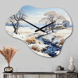 Snow River Winters Solitude - Asymmetric Metal Wall Clock