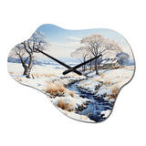 Snow River Winters Solitude - Asymmetric Metal Wall Clock