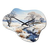 Snow River Winters Solitude - Asymmetric Metal Wall Clock
