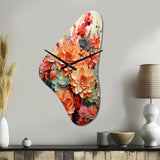 Orange Pink Succulents Flowers I - Asymmetric Metal Wall Clock