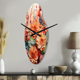 Orange Pink Succulents Flowers I - Asymmetric Metal Wall Clock