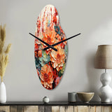 Orange Pink Succulents Flowers I - Asymmetric Metal Wall Clock