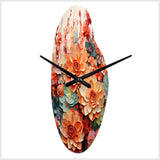 Orange Pink Succulents Flowers I - Asymmetric Metal Wall Clock