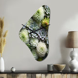 Green Succulents Flowers Serene Succulents II - Asymmetric Metal Wall Clock