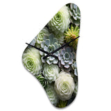 Green Succulents Flowers Serene Succulents II - Asymmetric Metal Wall Clock