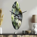 Green Succulents Flowers Serene Succulents II - Asymmetric Metal Wall Clock