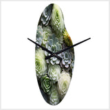 Green Succulents Flowers Serene Succulents II - Asymmetric Metal Wall Clock