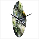 Green Succulents Flowers Serene Succulents II - Asymmetric Metal Wall Clock