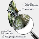 Green Succulents Flowers Serene Succulents II - Asymmetric Metal Wall Clock