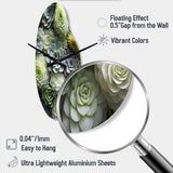 Green Succulents Flowers Serene Succulents II - Asymmetric Metal Wall Clock